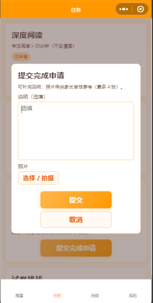 提交完成申请 · 说明与照片